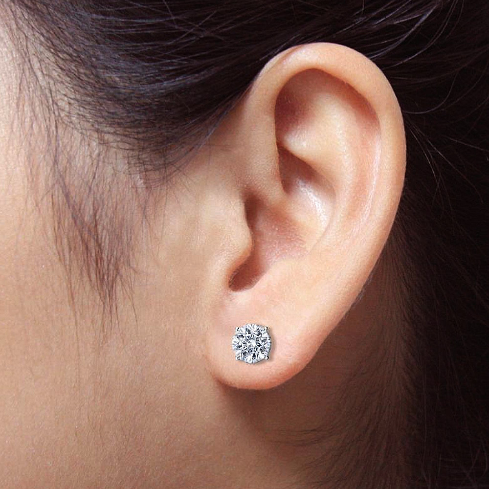 Diamond Stud Earring Solid 950 Platinum  1.50 Car… - image 8