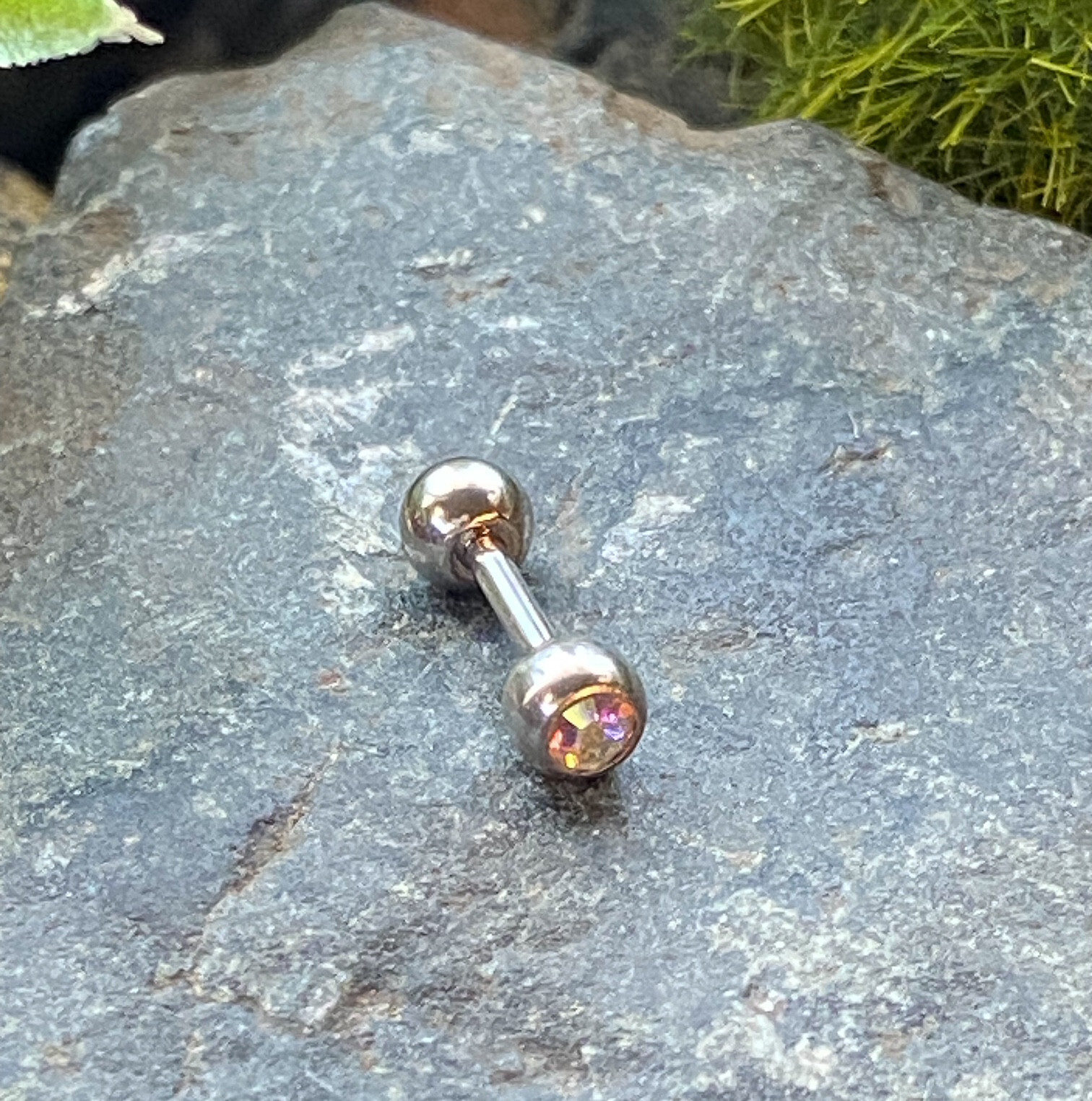 4pc Value Pack Gem Tragus Barbells Studs Cartilage Helix Piercing 16g 1/4" 6mm