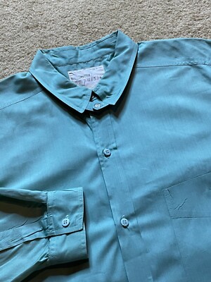 Vintage French Connection Minimalist Tab Loop Collar Green Button Up Shirt Large