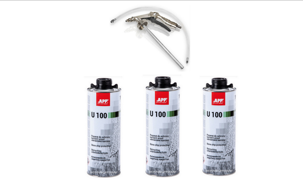 Protection anti-gravillon noir U100 Blaxson insonorisante avec pistolet pulvérisateur châssis