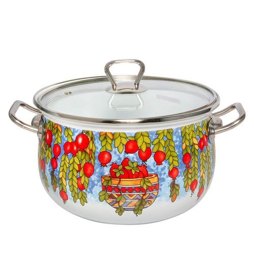 POMEGRANATE Soup Pot Enamelware Pot Stockpot Enameled Pot Enamel Pot 6.5 qt - Picture 2 of 11