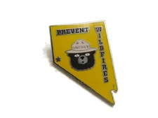 Prevent Wildfires Lettered Pin Nevada State Yellow & Silver Tone