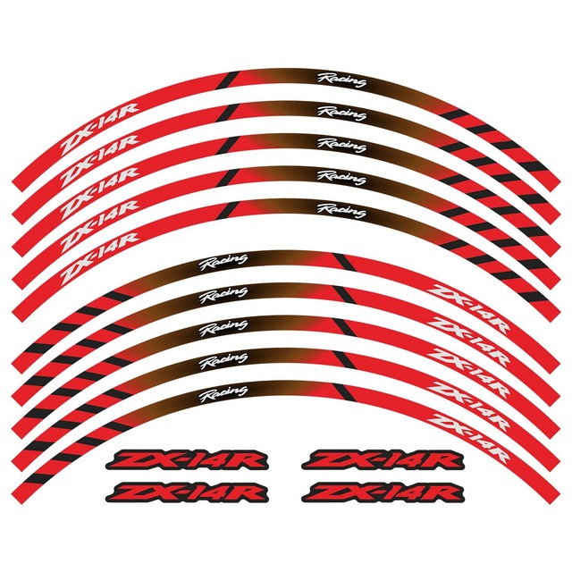 17"/18" Reflective Motorcycle Rim Stripes Wheel Decals Tape For