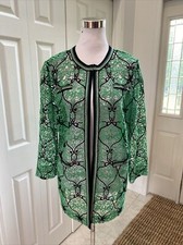 Nwt $398 Misook Green Crochet Open Jacket Heritage Fit M