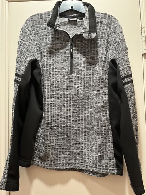 ICEPEAK Men Top Sweater Black/White Ski Top Long Sleeves 1/2 Zip Vail Small