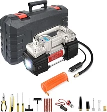 GSPSCN Digital Tire Inflator, Portable Toolbox 12V Air Compressor Pump