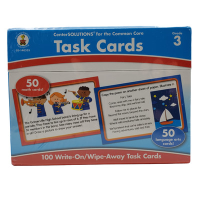 Carson Dellosa Grade 3 Learning Task Cards Wipe Away Language Arts Math
