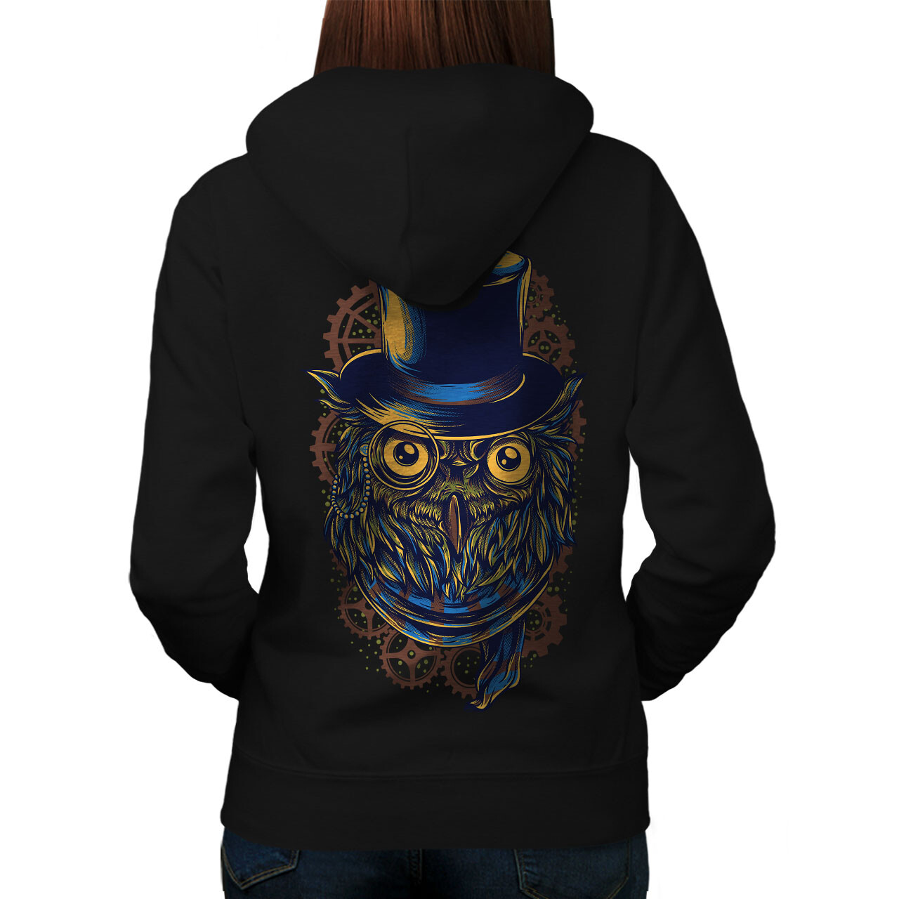 Wellcoda Owl Cool Fashion Sir Bird Womens Hoodie Back