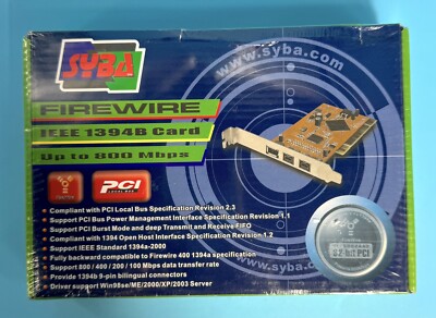 Syba PCI Firewire IEEE 1394B Card - New and Sealed