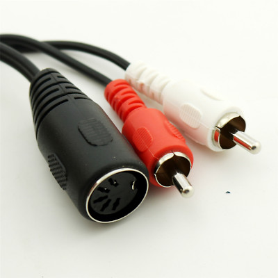 1x Midi Din 5Pin Female Jack to 2x RCA Phono Male Audio Video Adapter Cable 30cm