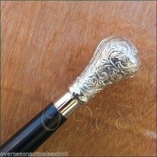 Vintage Designer Knob Head Handle Round Black Wooden Walking Stick Cane Style