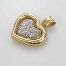 1Ct Round Cut VVS1/D Diamond Cluster Heart Pendant 14K Yellow Gold FN Free Chain