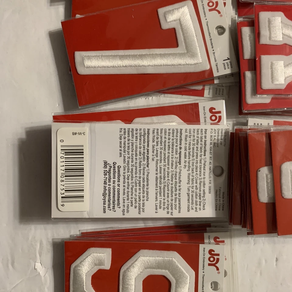 Joy Iron-On Embroidery. Letter Assortment White.  Size 3 inch. - Image 2 of 2