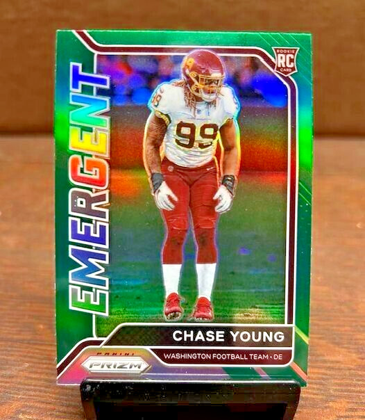 2020 Prizm Football Rookie Card Chase Young Emergent #15 Green