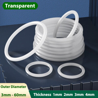 Transparent Silicone O-Rings Clear Sealing Gasket OD 3mm-60mm Vibration Damping