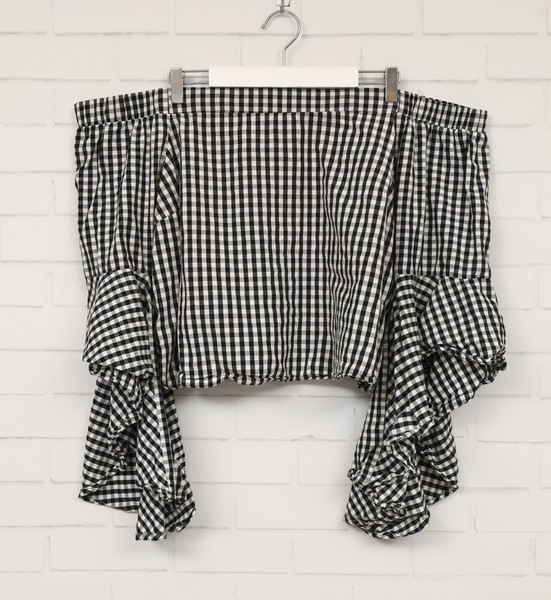 Women's City Chic black/white gingham off the shoulder top plus size S