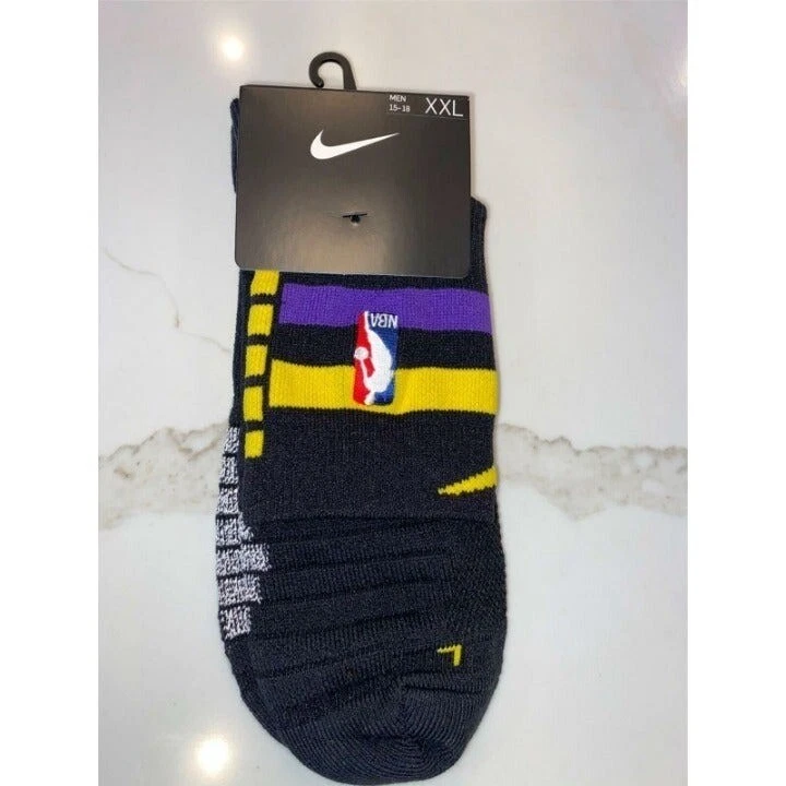 Nike Kobe Negro Edición Mamba Elite NBA LA Lakers Auténticos Cuarto Calcetines Foto 3 de 4