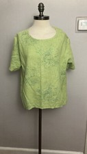 Linen Top Crescent Moon green Shirt Small Oversized Made in USA