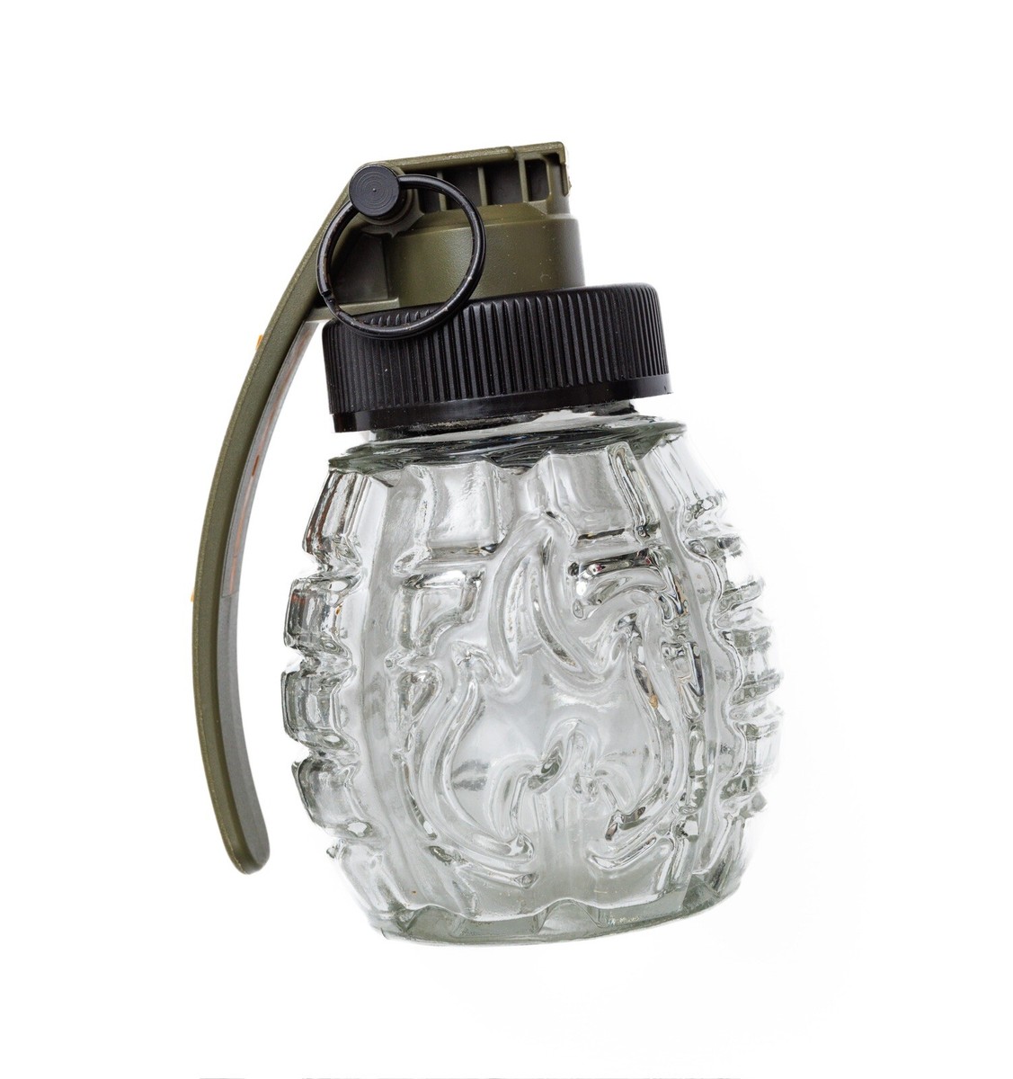 Hand Grenade Shaped Glass Container Jar 6 oz Pineapple Flame Hand Grenade Shaped Glass Container Jar 6 oz Pineapple Flame