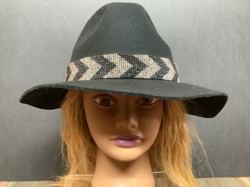 Pique Hat Felted Wool Black beaded Band 