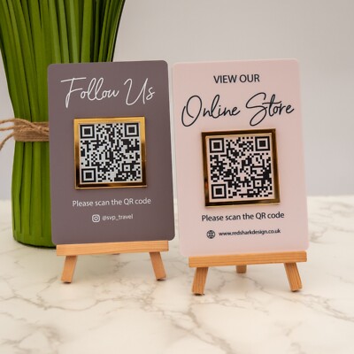 Mini QR Code Social Media Display Schild
