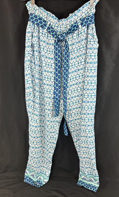 Cabana Life Aruba Blues Beach Pants with Tie, Size L, UPF 50, NWT