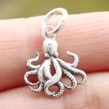 Octopus Pendant Charm 925 Sterling Silver Sea Life Animal Ocean Beach Nautical