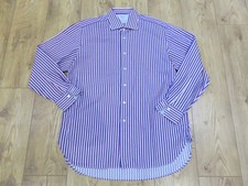 CHARLES TYRWHITT MENS LONG SLEEVE PINK PURPLE STRIPY FORMAL COTTON SHIRT 44"
