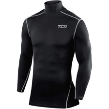 TCA Pro Performance Mock Mens Compression Top Black Long Sleeve Running Run