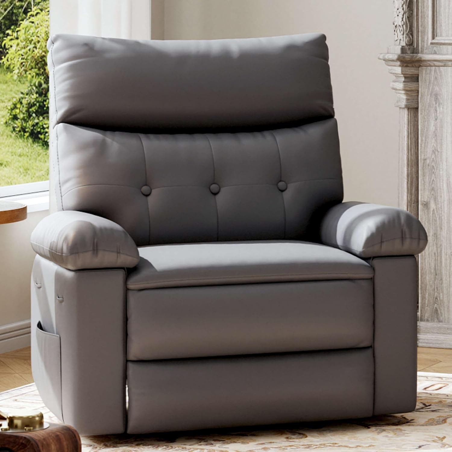 Pu Leather Recliner Elderly Lazy Sofa 1.5x Sponge Comfort