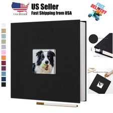 Large Photo Album Self Adhesive for 4x6 8x10 Pictures Linen Scrapbook Album D...