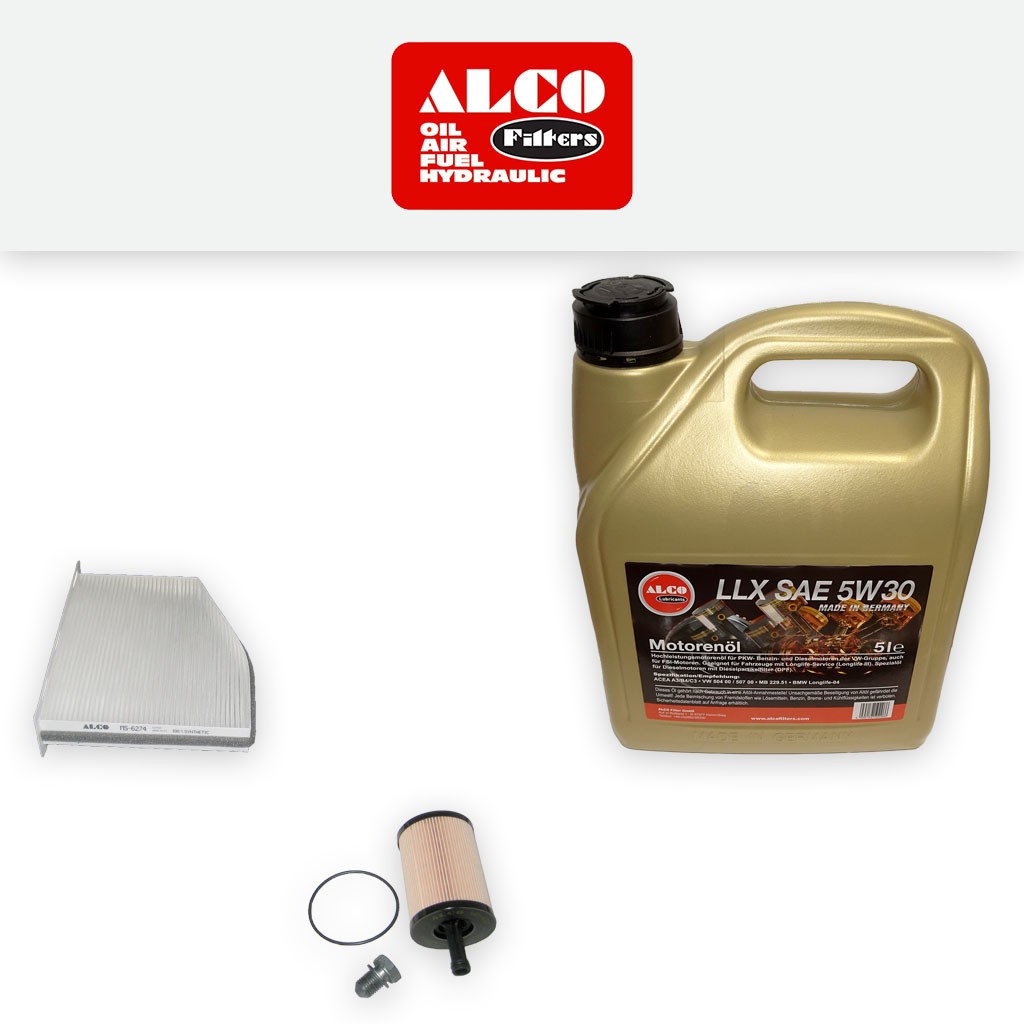 SERVICE KIT for VW PASSAT (3C) 1.9 TDI ALCO OIL CABIN FILTERS +OIL (2005-2010)