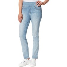 Gloria Vanderbilt Womens Amanda Light Wash Pull On Straight Leg Jeans Blue 8,