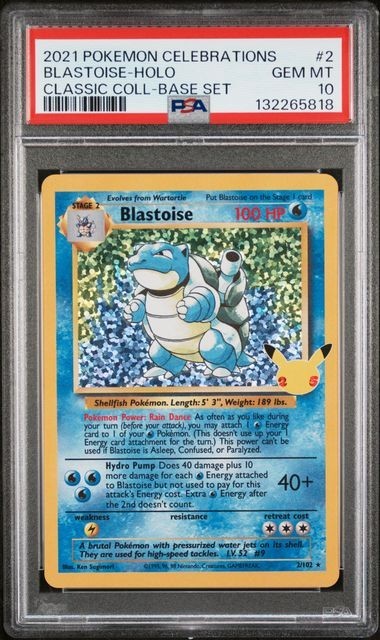 PSA 10 Blastoise 2/102 Celebrations Classic Collection Pokemon