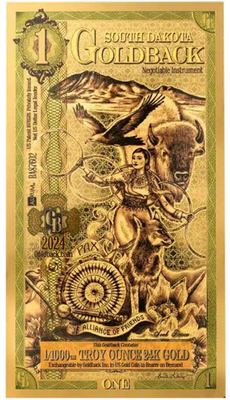 #ad 2024 South Dakota 1 Goldback Pax Peace $9.79