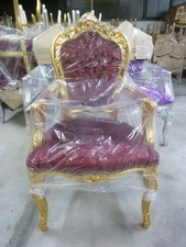 Barock Stuhl Pink Gold Stoff antik repro auffällig königlich knallig elegant