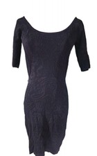 Women's Vintage Guess Black Embossed Patern Bodycon Dress Size L