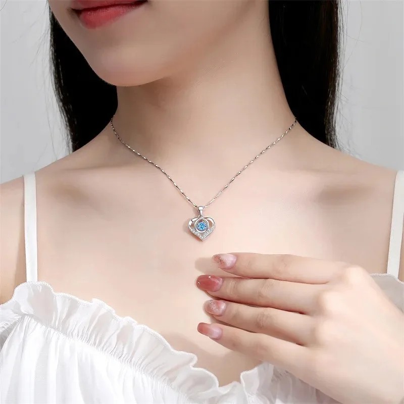 Gorgeous Silver Plated Necklace Pendant Women Cubic Zircon Jewelry Lab-Created View 4