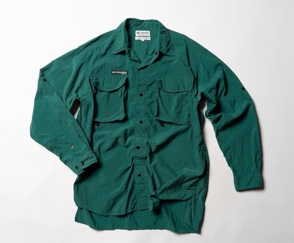 Men Columbia Shirt Green Nylon 38 / M / 46
