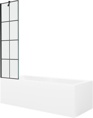 Mexen Cubik Badewanne 170x70 cm + 1-fl. Duschwand Schwarz Design