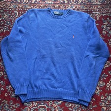 Vintage Polo Ralph Lauren Sweater Mens Large Light Blue Woven Pullover Pony