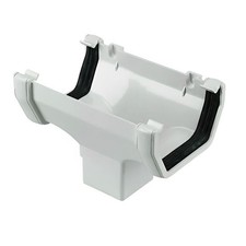FLOPLAST 114mm Square Gutter Running Outlet - White - FREE Next-Day Delivery