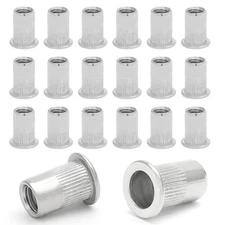 Qjaiune 50Pcs M6 Stainless Steel Threaded Insert Rivet Nut, M6-1.0mm R