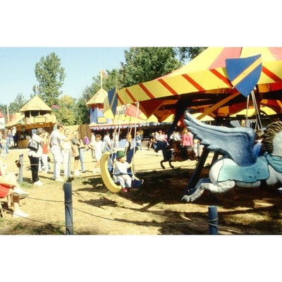 Carousel Ride 1993 RenFaire Holly MI Color Photo Slide Fantasy Merry Go Round