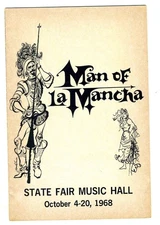 Man of La Mancha Program Jose Ferrer State Fair Music Hall 1968 Dallas Texas