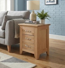 Hallowood Furniture Camberley Oak Bedside Table with 3 Drawers in Light Oak