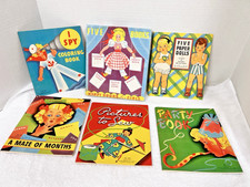 1937 Boxed Set of 5 Books Happy Hours For Girls Paper Dolls Sewing Cards More