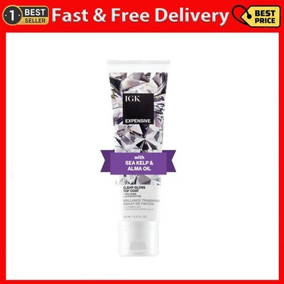 IGK EXPENSIVE Clear Gloss Top Coat | Shine + Strengthen + Smooth | Vegan + Cruel