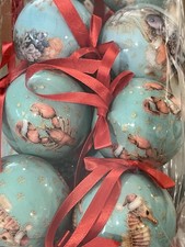 Lot Of 16 Beachy Coastal Nautical Theme Holiday Christmas Ornaments Blue Cream