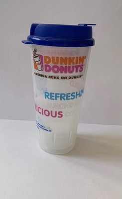 Vintage 2014 Dunkin Donuts Reusable Iced Coffee Iced Tea Tumbler Blue Lid 24oz.